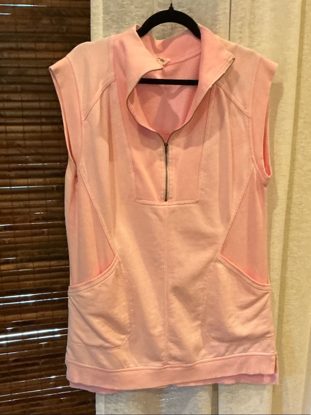 Sleeveless Zip-Front Pink Tunic